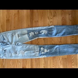 AE HIGH WAISTED two tone fabric jeans!